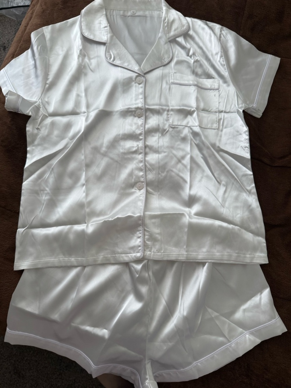 SHEIN White Satin Short Pajama Set - NEW Never Worn